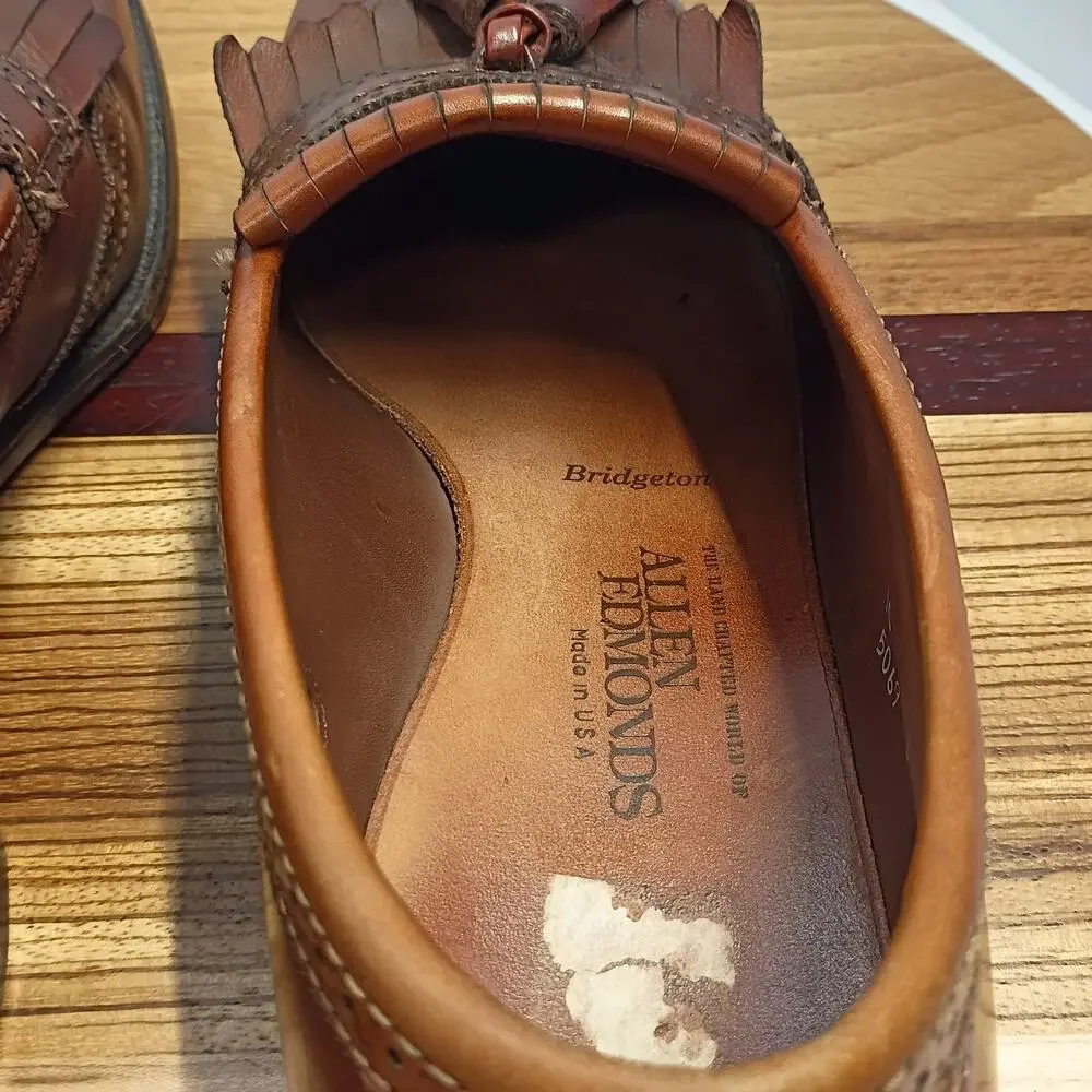 Allen Edmonds Bridgeton Leather Slip On Kiltie Tassel Shoes Loafers Size 10